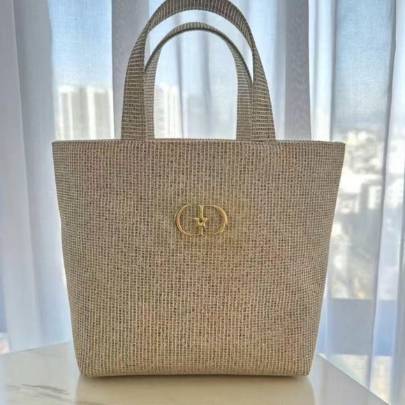 Dior Handbags - Dior Cream Tote Bag with Gold Accent